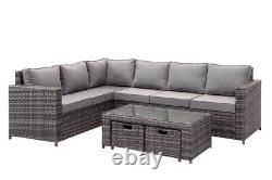 Rattan Corner Sofa Grey with Coffee Table Garden Furniture Set
