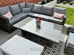 Rattan Corner Sofa Rising Coffee/Dining Table Brand New Garden Furniture