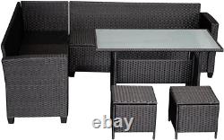 Rattan Furniture Set 8 Seater Lounge Corner Sofa Set with Table Stool Garden Pat