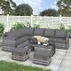Rattan Garden Furniture 6 Seater Corner Sofa Table And Chair Outdoor Patio Set