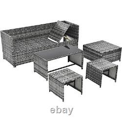 Rattan Garden Furniture 6 Seater Corner Sofa Table and Chair Outdoor Sun Lounger
