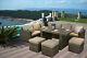 Rattan Garden Furniture'casa' Grey Rattan Corner Sofa Outdoor Dining Table Set