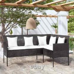 Rattan Garden Furniture Corner Sofa Black Patio L-shaped Couch Lounger Outdoor