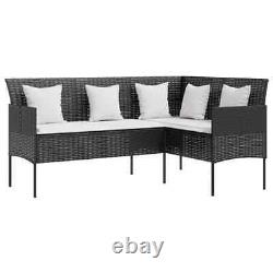 Rattan Garden Furniture Corner Sofa Black Patio L-shaped Couch Lounger Outdoor