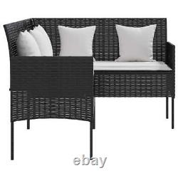 Rattan Garden Furniture Corner Sofa Black Patio L-shaped Couch Lounger Outdoor