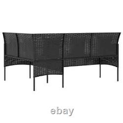 Rattan Garden Furniture Corner Sofa Black Patio L-shaped Couch Lounger Outdoor