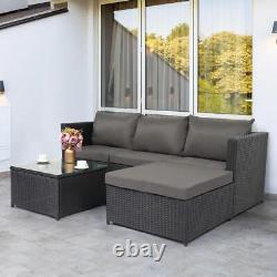 Rattan Garden Furniture Corner Sofa Coffee Table Outdoor Patio Set With FREE COVER