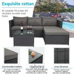 Rattan Garden Furniture Corner Sofa Coffee Table Outdoor Patio Set With FREE COVER