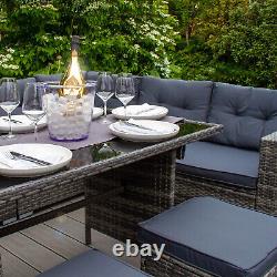 Rattan Garden Furniture Corner Sofa Dining Set Table Outdoor Patio 9 Seat