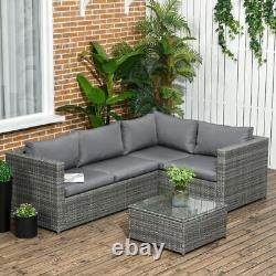 Rattan Garden Furniture Corner Sofa Set Conservatory Patio Lounger Table Outdoor