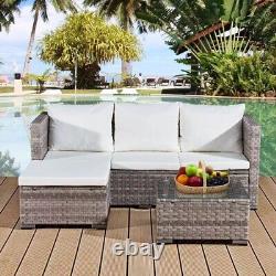 Rattan Garden Furniture Grey Outdoor Patio Dining Set Corner 3PC L-Shaped Sofa