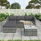 Rattan Garden Furniture Set Corner Sofa Lounger Outdoor Patio Table & Chairs Bt
