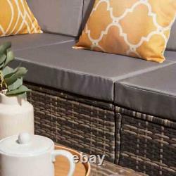 Rattan Garden Furniture Set Corner Sofa Table Water Resistant Cushions UK NEW