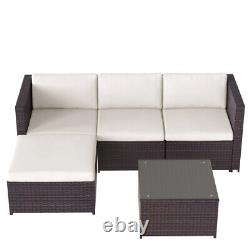Rattan Garden Furniture Set Outdoor 4pc Patio Corner Sofa Chairs with Coffee Table