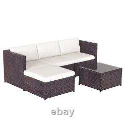 Rattan Garden Furniture Set Outdoor 4pc Patio Corner Sofa Chairs with Coffee Table