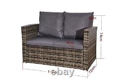 Rattan Garden Furniture Sofa Set 4piece Grey corner L Shaped/Gas Fire Pit Table