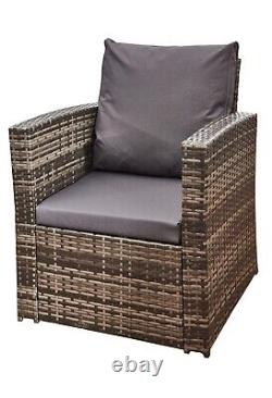 Rattan Garden Furniture Sofa Set 4piece Grey corner L Shaped/Gas Fire Pit Table