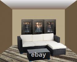 Rattan Garden Furniture Sofa Set L-Shape Outdoor Patio Wicker Corner Lounger Set