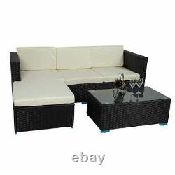Rattan Garden Furniture Sofa Set L-Shape Outdoor Patio Wicker Corner Lounger Set