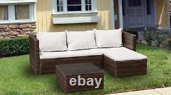 Rattan Garden Furniture Sofa Set Patio Outdoor Corner Lounge L-shape 3-Seater ST