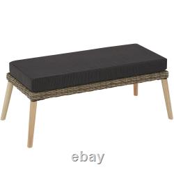 Rattan Garden Lounge Set Corner Sofa Bench Coffee Table with Cushions