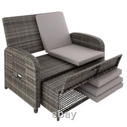 Rattan Garden Sofa Stool Set Outdoor Lounger Furniture Corner Wicker Storage