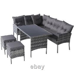 Rattan Outdoor Garden Furniture Conservatory Corner Sofa Patio Set 7 Seater Grey