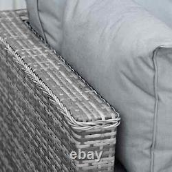 Rattan Style Corner Sofa Set Garden Patio Lounge Cushion Seater Footstool Grey