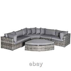 Rattan Style Corner Sofa Set Garden Patio Lounge Cushion Seater Footstool Grey