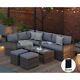 Rosen 8 Seater Grey Rattan Garden Furniture Corner Sofa Sets With Coffee Table