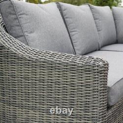 Rowlinson Bunbury Corner Rattan Sofa Chair Table 2 Piece Set Patio Garden Grey