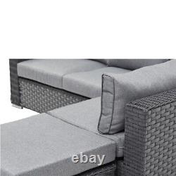 Saint Lucia Comfy Grey Rattan Corner Garden Sofa With Matching Table