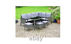 Sorrento Large Dining Rattan Effect Corner Outdoor Furniture Table with Cushions