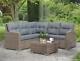 Whinfell Corner Rattan Sofa And Table Set. Brown Garden Patio Furniture