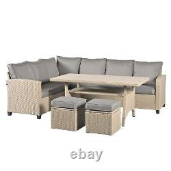 York 8 Seater Garden Rattan Furniture Corner Dining Set Table Sofa Stool